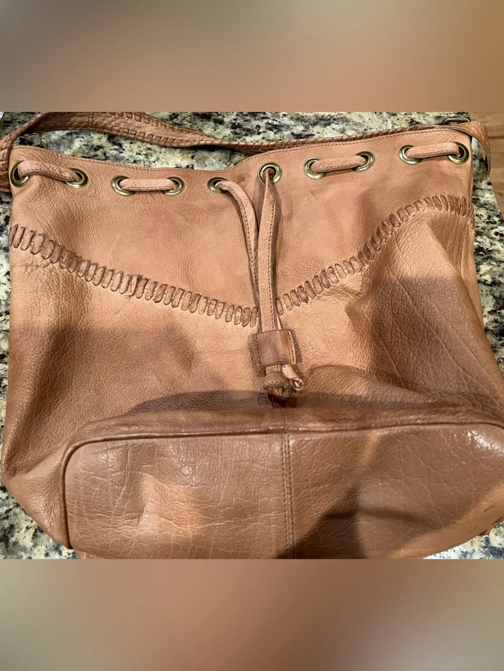 Leather hobo crossbody by Day & Mood, western style, saddle